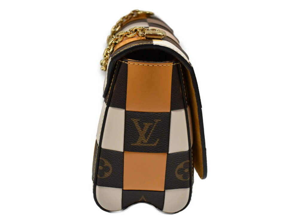 Louis Vuitton Leather Canvas Beige Orange Twist Brown Orange Brown